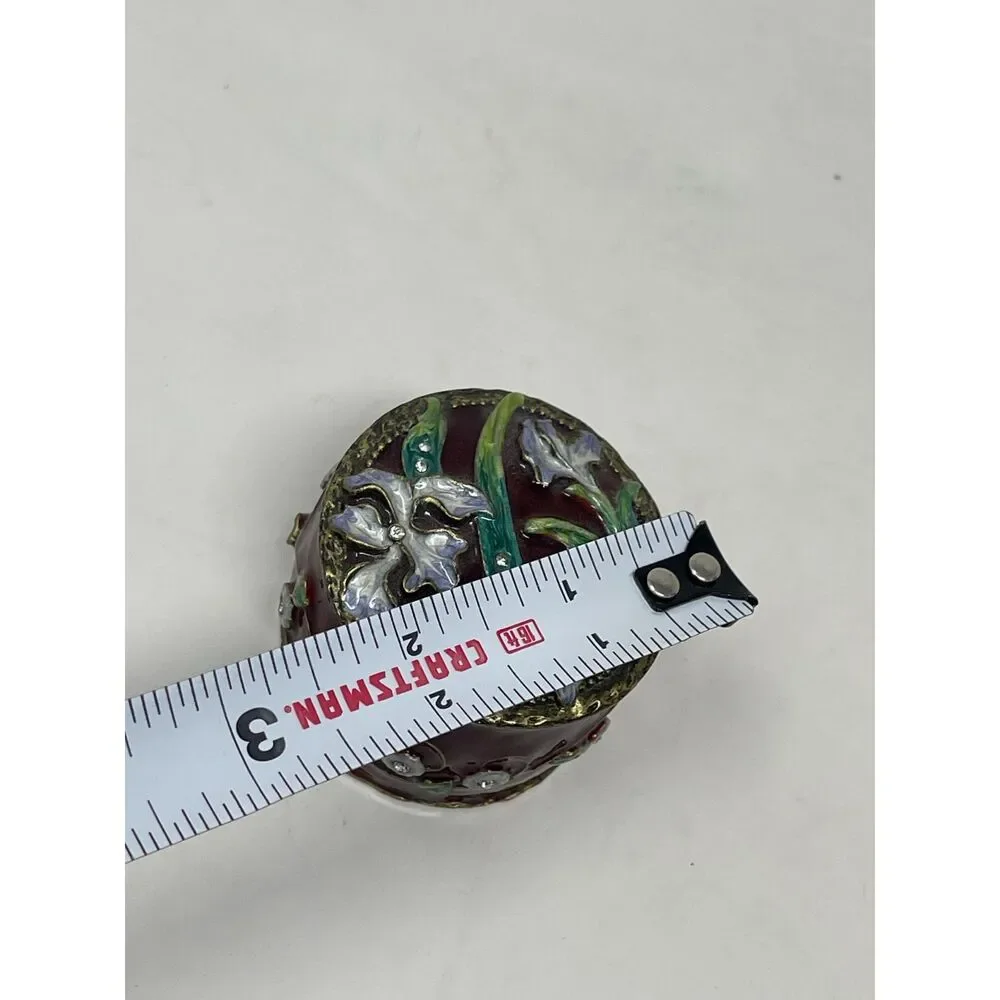 Vintage Iris Floral Arts Hinged Trinket Box ~ Hinged ~ Holds Roll of Stamps